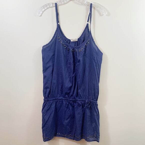 Converse One Star Tie Waist Navy Semi Sheer Mini Dress - Picture 1 of 5